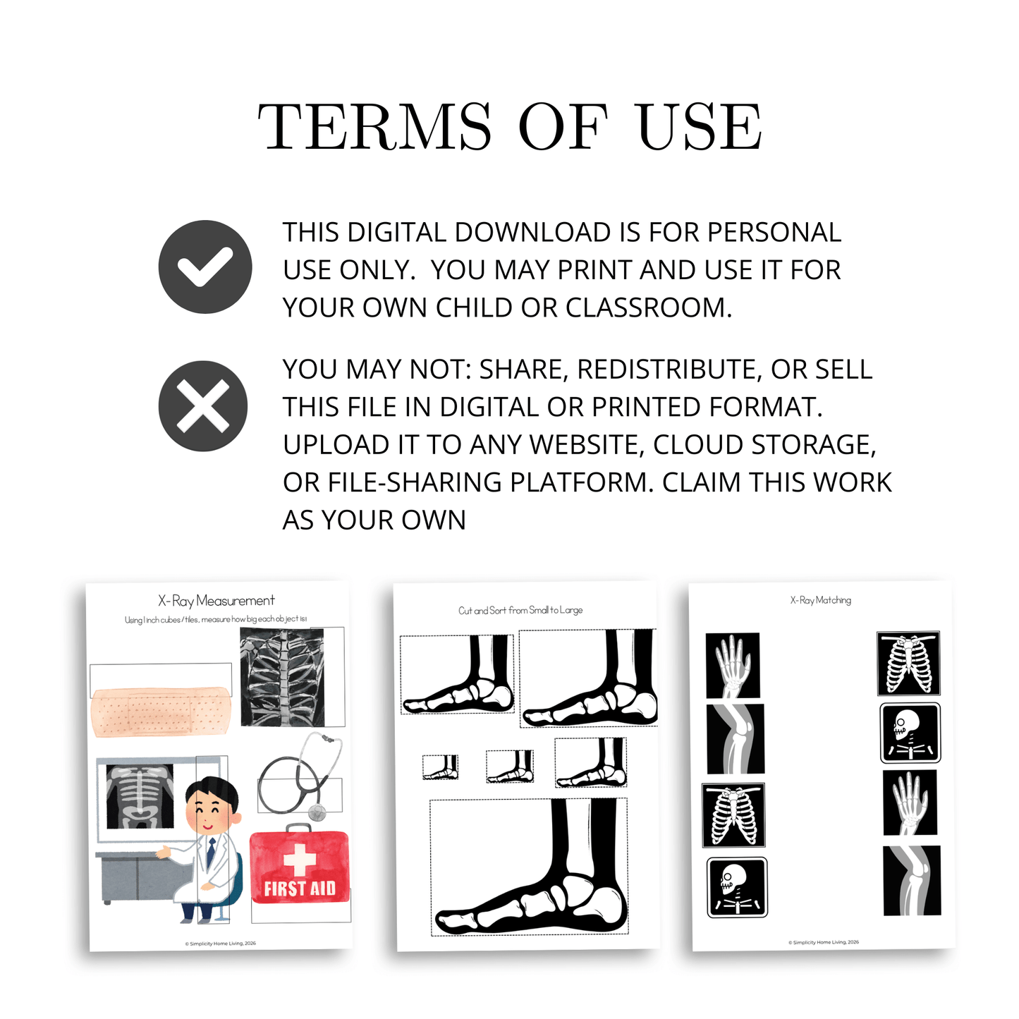 X is for X-Ray Alphabet Unit Study | Preschool Bones, Skeleton & Human Body Printable - Simplicity Home Living