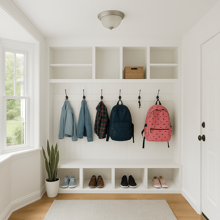Stunning Home Organization Systems For A Small Mudroom image