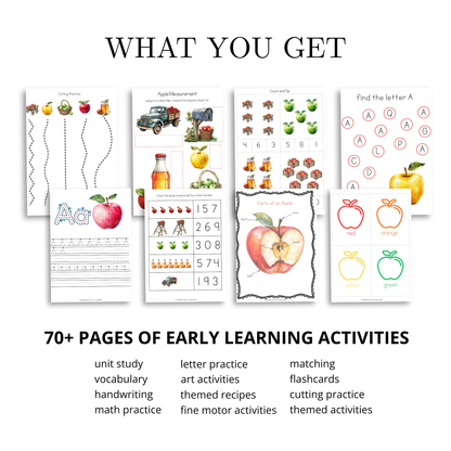 A Is for Apple Alphabet Unit Study | 70+ Printable Early Learning Activities