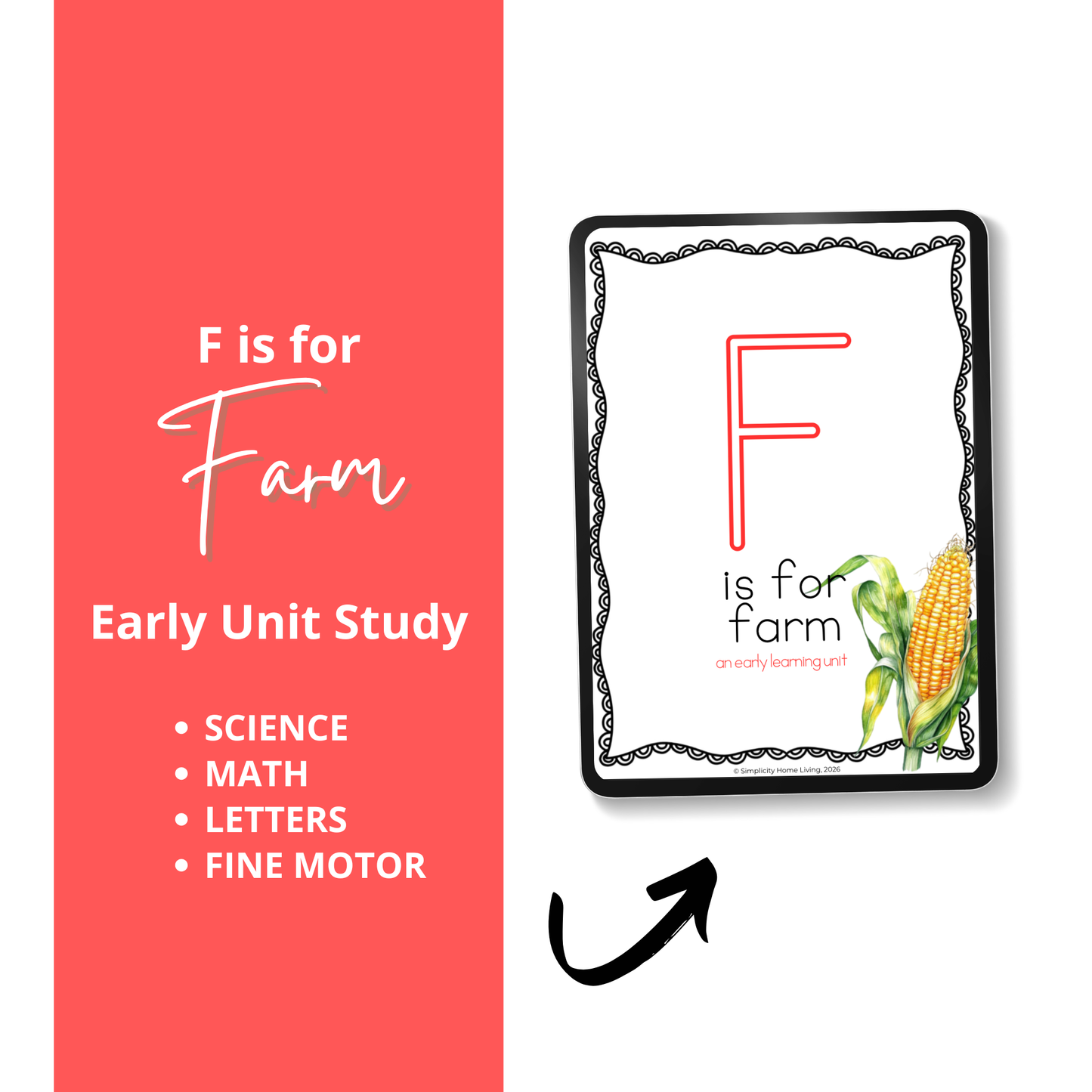 F is for Farm Alphabet Unit Study | 71-Page Printable Early Learning Activities