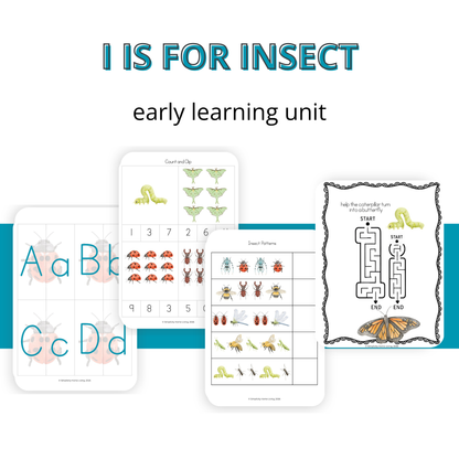 I Is for Insect Alphabet Early Learning Unit Study | 70+ Printable Early Learning Activities