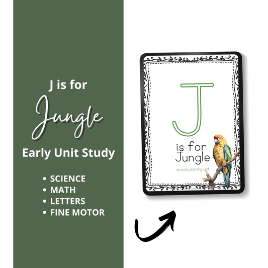 J is for Jungle Alphabet Early Learning Unit Study | 70-Page Pre-K Printable