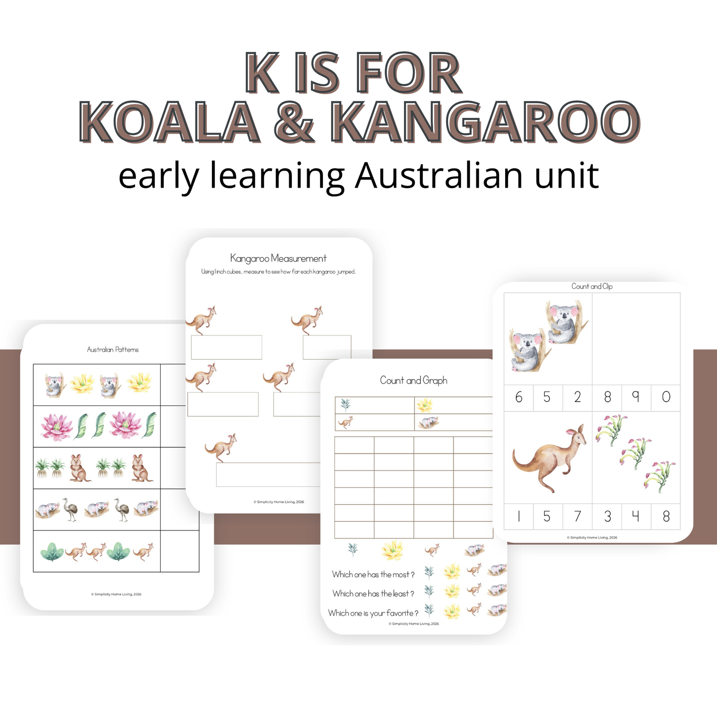 K is for Koala & Kangaroo Alphabet Early Learning Unit Study | 70+ Page Pre-K Printable