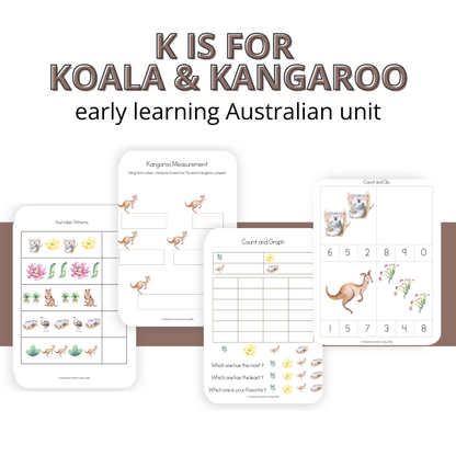 K is for Koala & Kangaroo Alphabet Early Learning Unit Study | 70+ Page Pre-K Printable