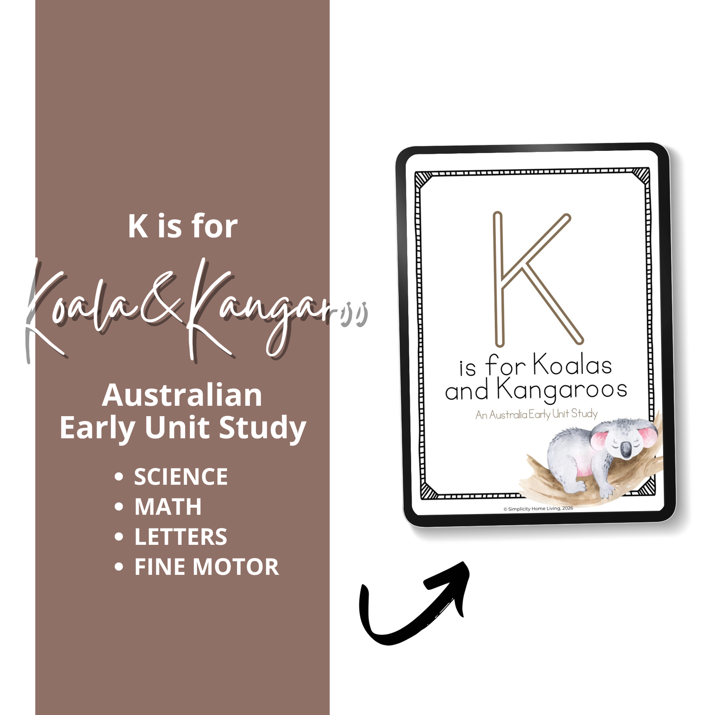 K is for Koala & Kangaroo Alphabet Early Learning Unit Study | 70+ Page Pre-K Printable