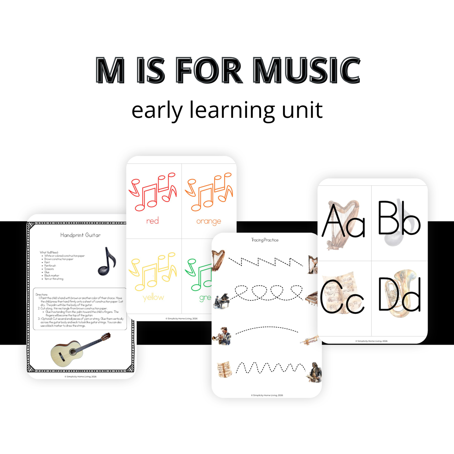M is for Music Alphabet Unit Study | Preschool Music & Letter M Printable Activities