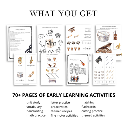 M is for Music Alphabet Unit Study | Preschool Music & Letter M Printable Activities
