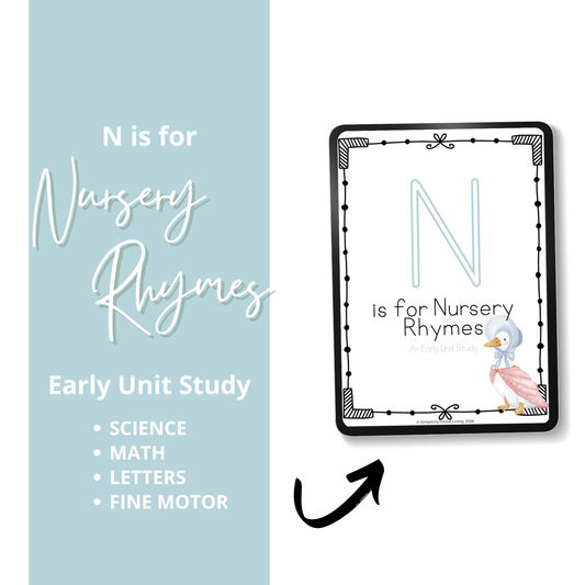N is for Nursery Rhymes Alphabet Unit Study | Preschool Letter N Printable Activities