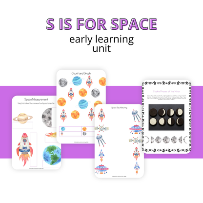 S is for Space Alphabet Unit Study | Preschool Solar System, Moon Phases & Letter S Activities