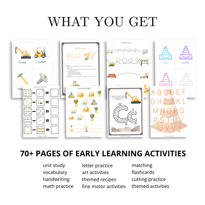 C Is for Construction Alphabet Unit Study | 72-Page Printable Early Learning Activities