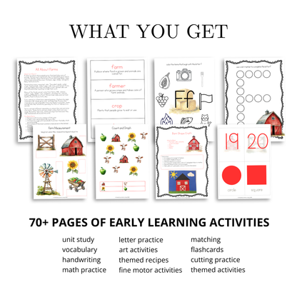 F is for Farm Alphabet Unit Study | 71-Page Printable Early Learning Activities
