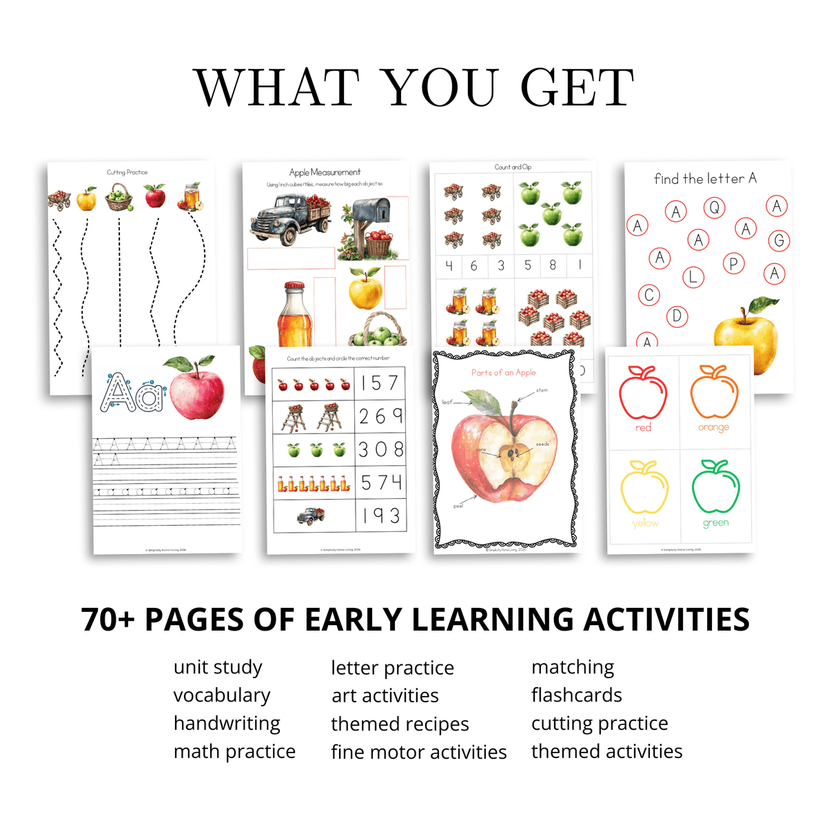 A Is for Apple Alphabet Unit Study | 70+ Printable Early Learning Activities - Simplicity Home Living