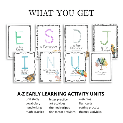 A – Z Alphabet Unit Study Bundle | 26 Printable Preschool & Kindergarten Homeschool Units | 1,800+ Pages - Simplicity Home Living