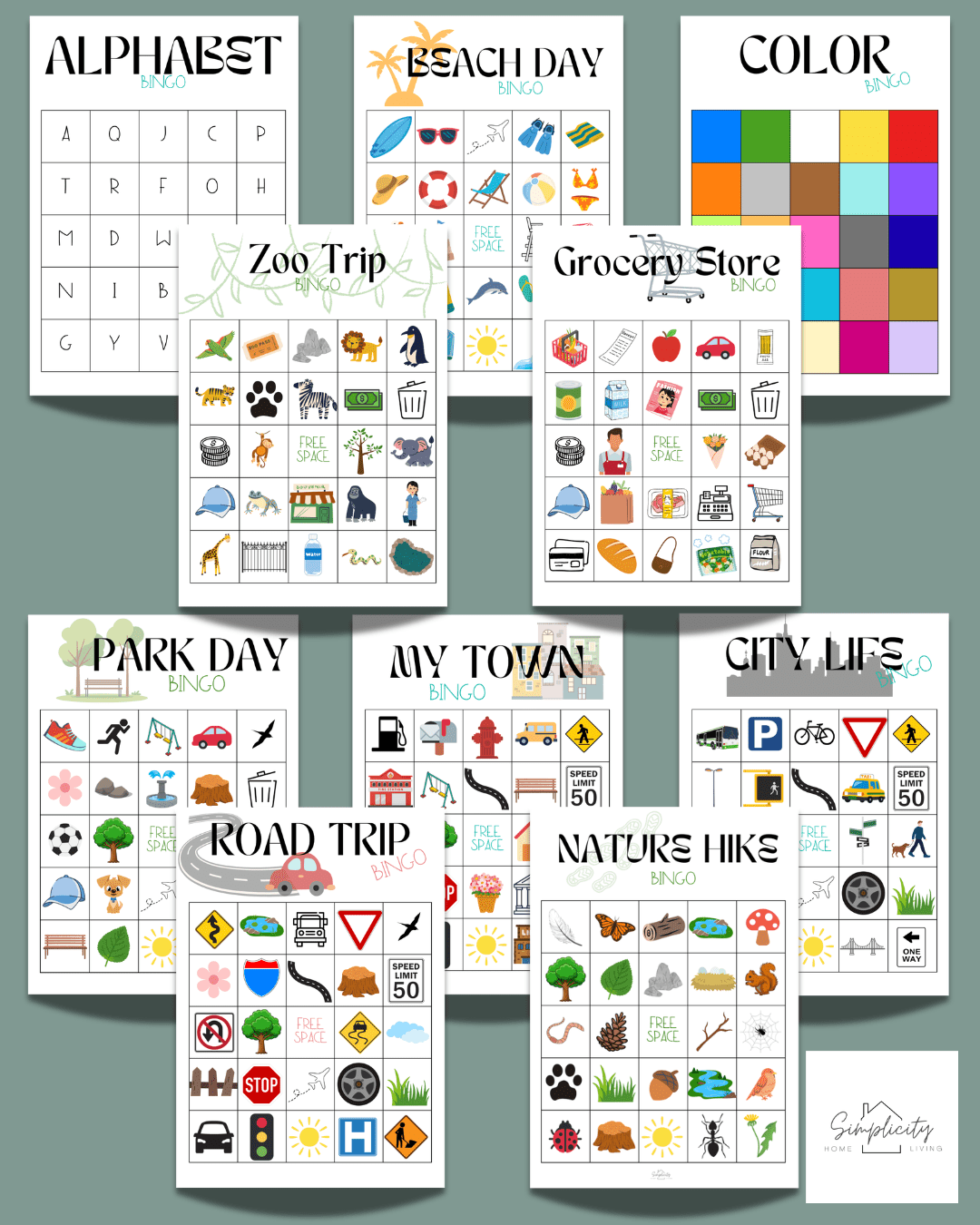 Big Adventure Bingo Card Collection | Printable Kids Activity Pack - Simplicity Home Living