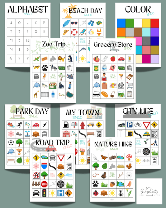 Big Adventure Bingo Card Collection | Printable Kids Activity Pack - Simplicity Home Living