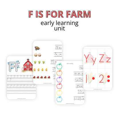 F is for Farm Alphabet Unit Study | 71-Page Printable Early Learning Activities