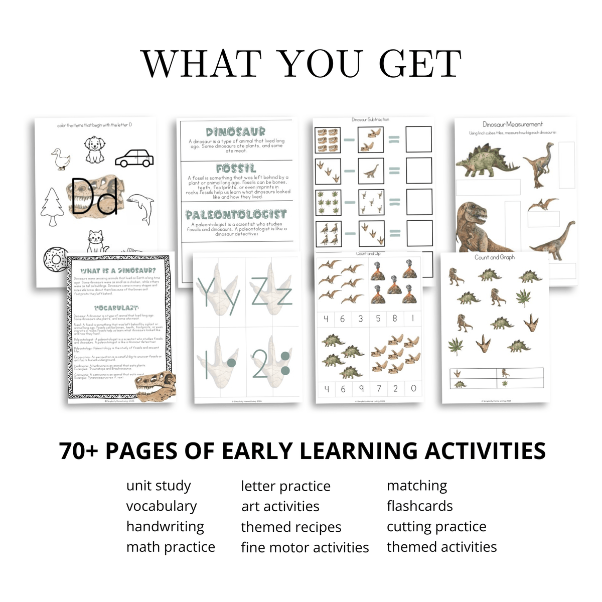D Is for Dinosaur Alphabet Unit Study | 71-Page Preschool Printable - Simplicity Home Living