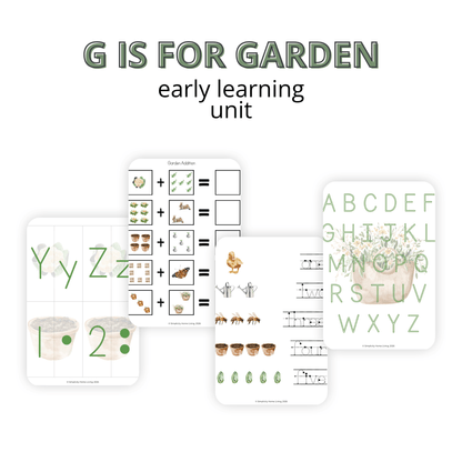 G Is for Garden Alphabet Unit Study | 70+ Printable Early Learning Activities - Simplicity Home Living