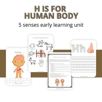 H Is for Human Body Alphabet Unit Study | 70+ Page Preschool Printable - Simplicity Home Living