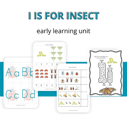 I Is for Insect Alphabet Early Learning Unit Study | 70+ Printable Early Learning Activities - Simplicity Home Living