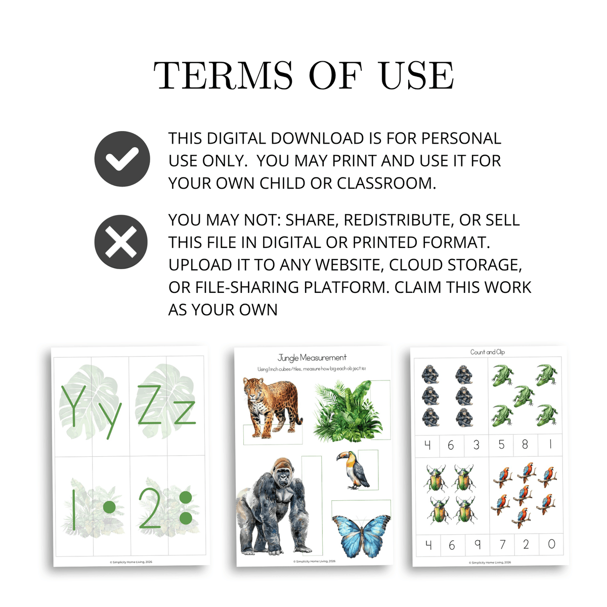 J is for Jungle Alphabet Early Learning Unit Study | 70-Page Pre-K Printable - Simplicity Home Living