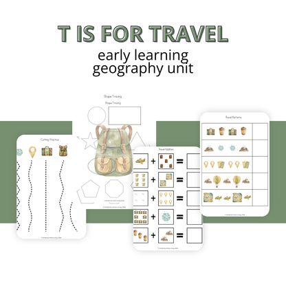 T is for Travel Alphabet Unit Study | Preschool Geography, Continents, Oceans & Letter T Activities - Simplicity Home Living