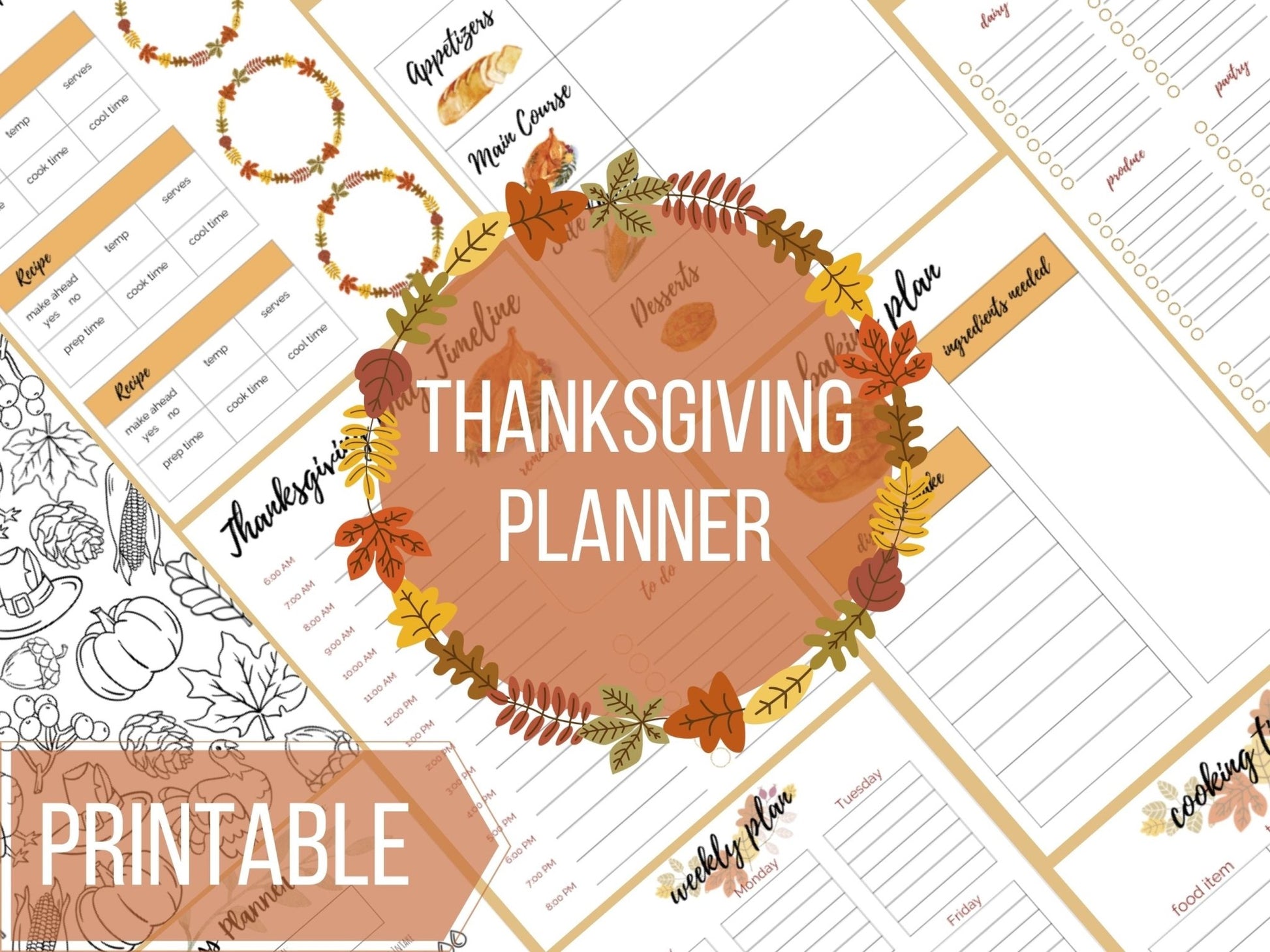 Thanksgiving Day Planner Pack | Printable Thanksgiving Planner - Simplicity Home Living