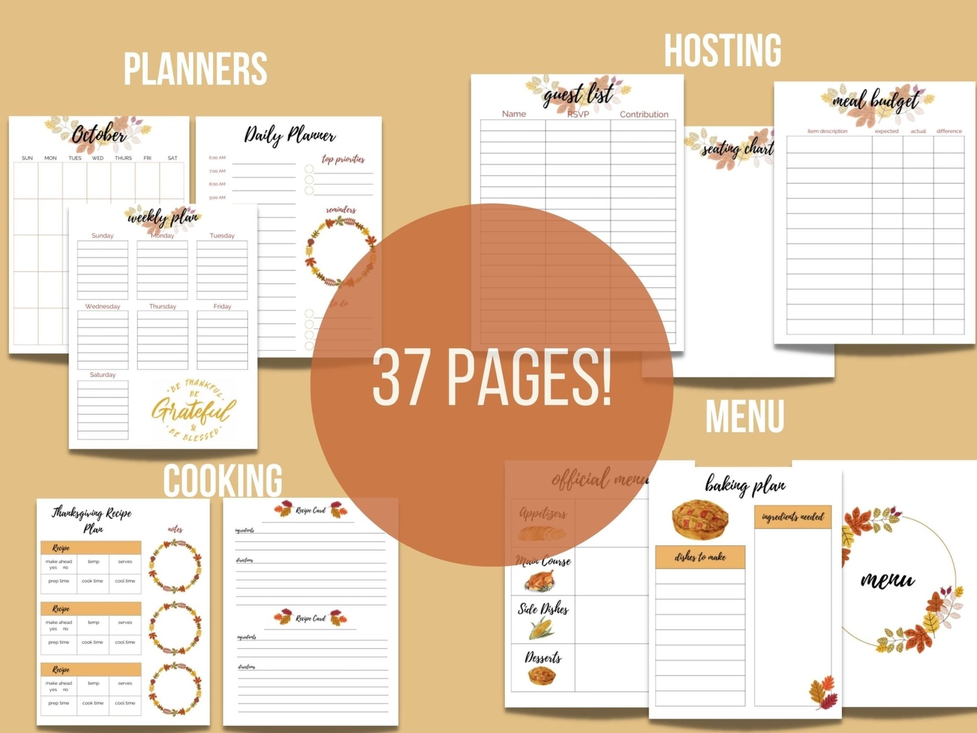 Thanksgiving Day Planner Pack | Printable Thanksgiving Planner - Simplicity Home Living