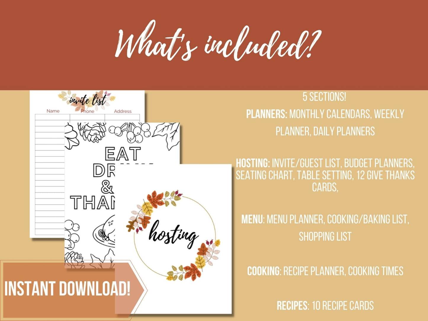 Thanksgiving Day Planner Pack | Printable Thanksgiving Planner - Simplicity Home Living