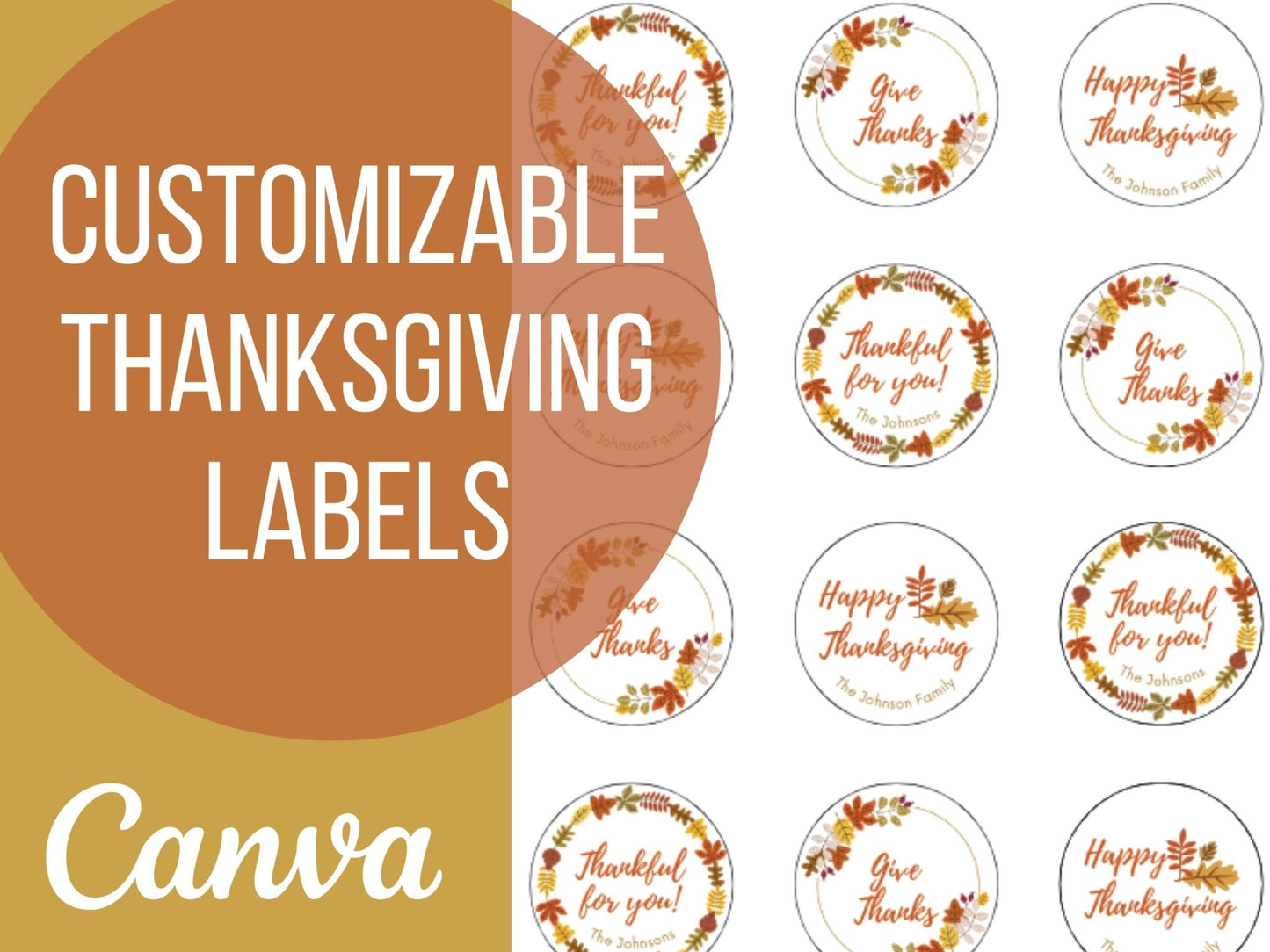 Thanksgiving Thank You Labels | Printable Canva Template - Simplicity Home Living