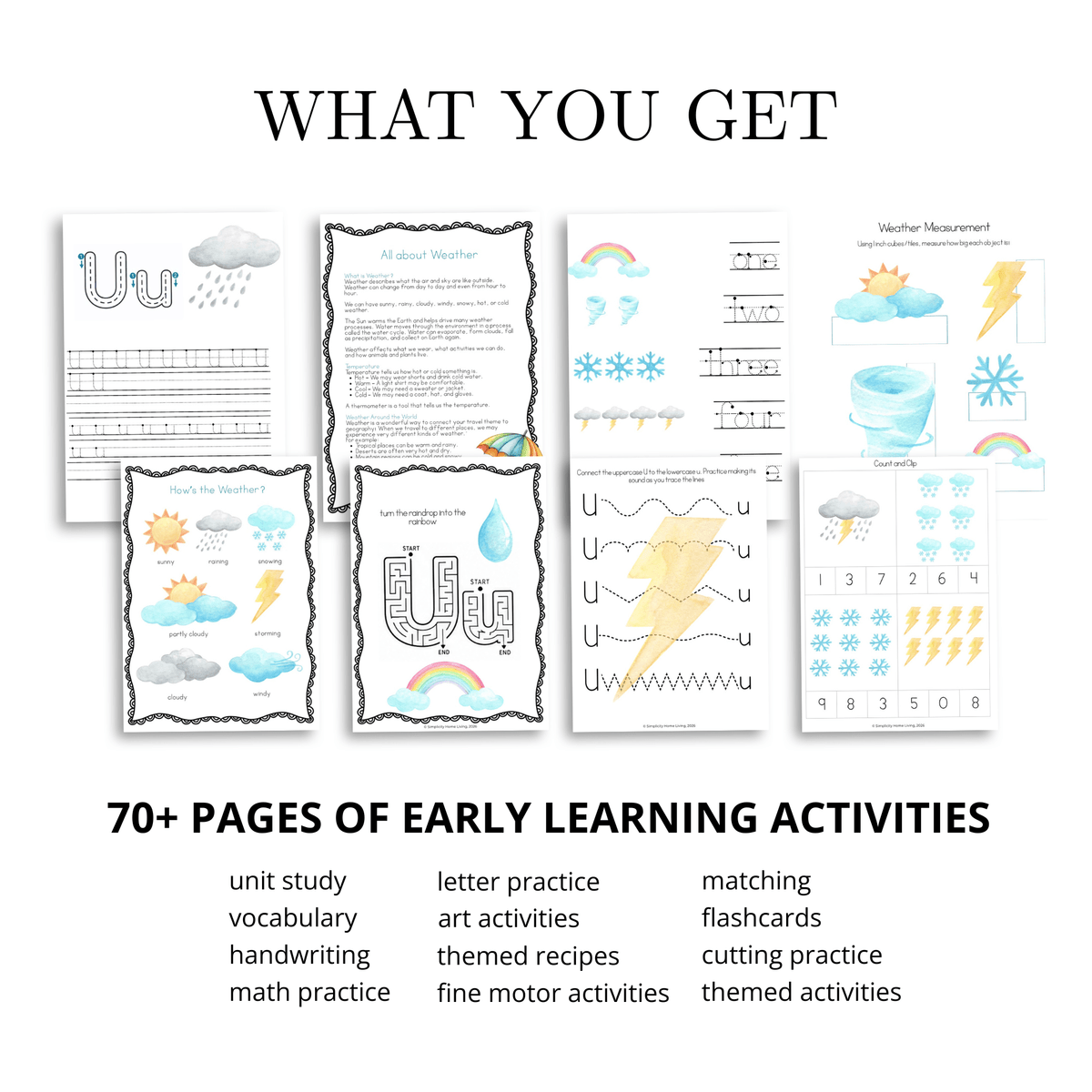 U is for Umbrella Alphabet Unit Study | Preschool Weather Activities & Letter U Printable - Simplicity Home Living