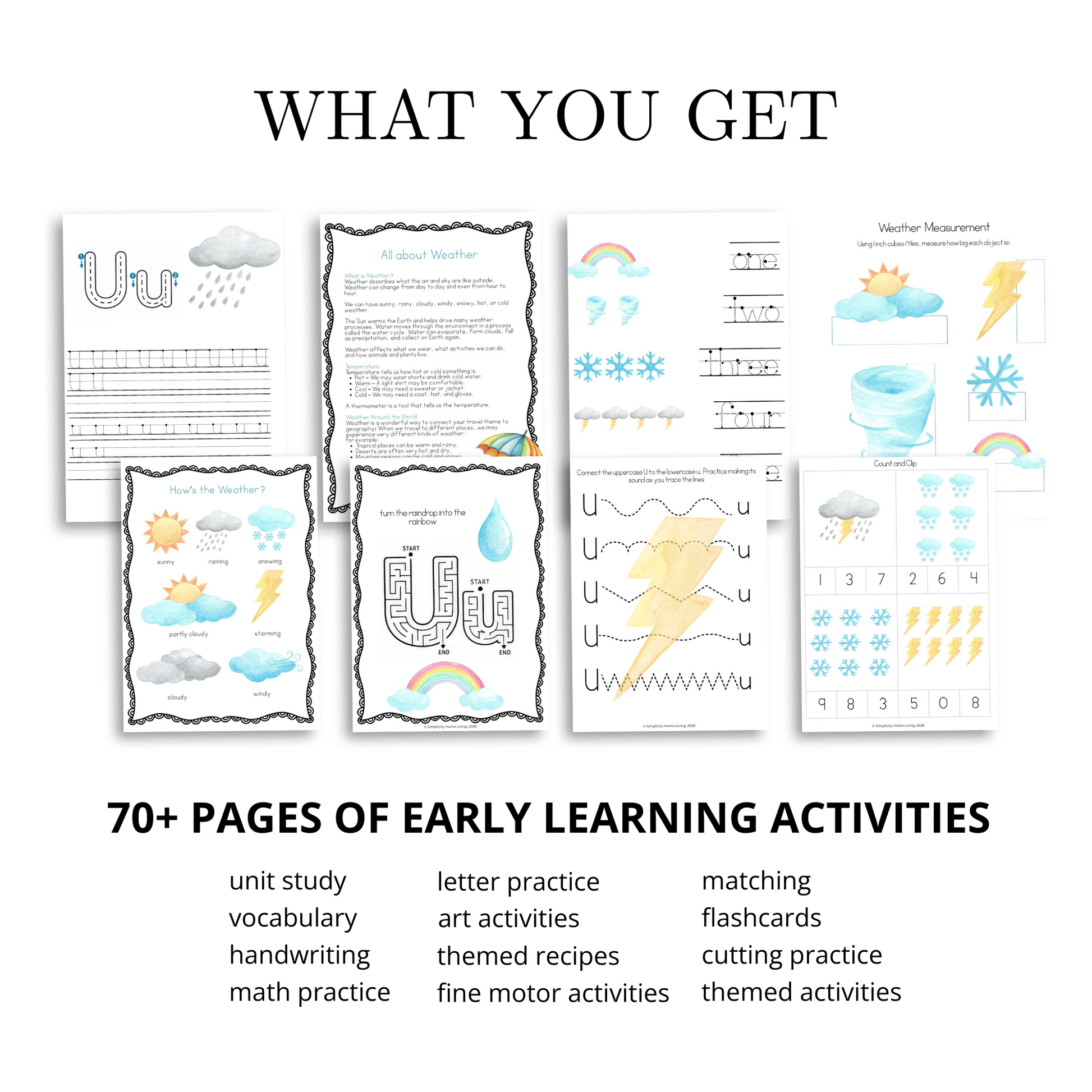 U is for Umbrella Alphabet Unit Study | Preschool Weather Activities & Letter U Printable - Simplicity Home Living