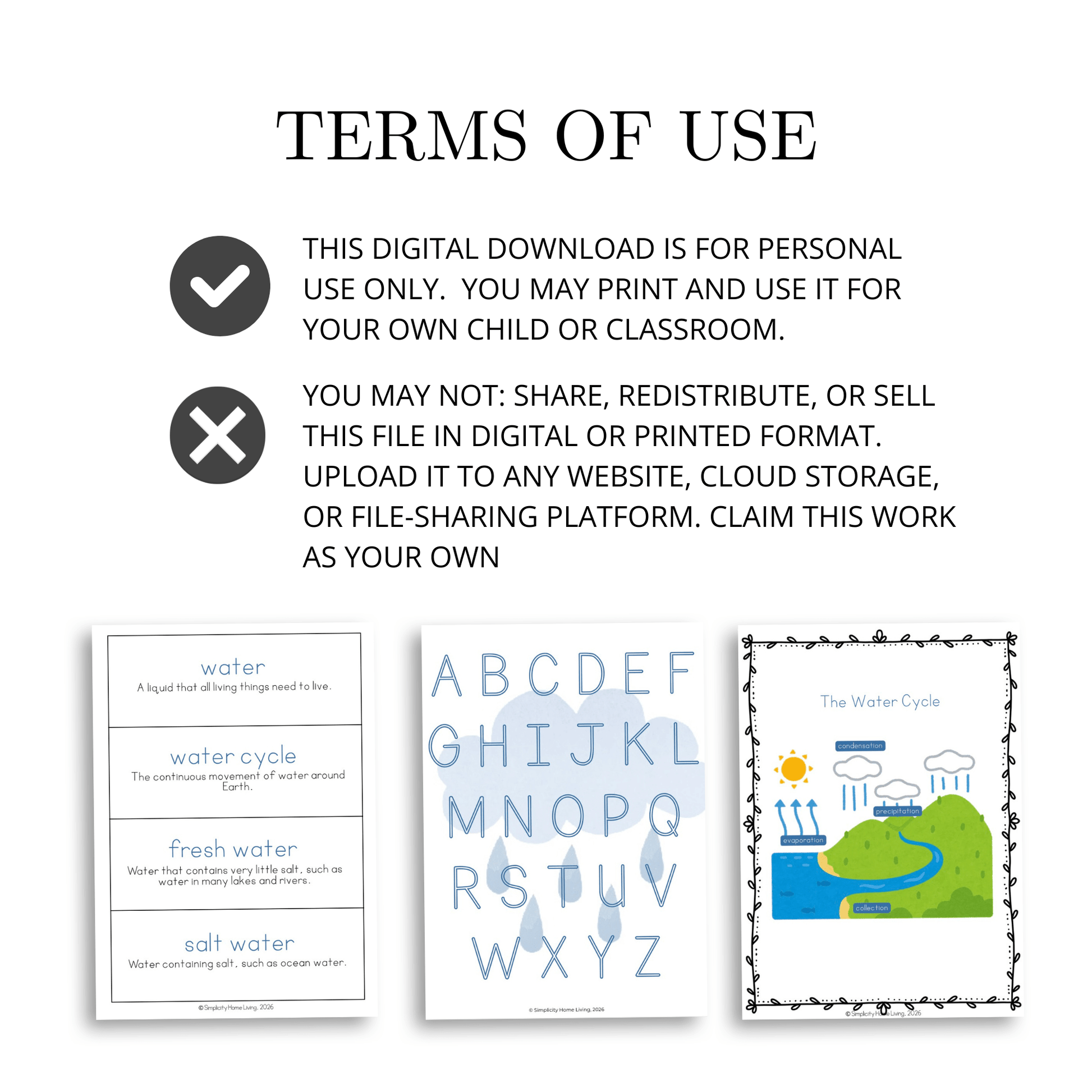 W is for Water Alphabet Unit Study | Preschool Water Cycle Activities & Letter W Printable - Simplicity Home Living