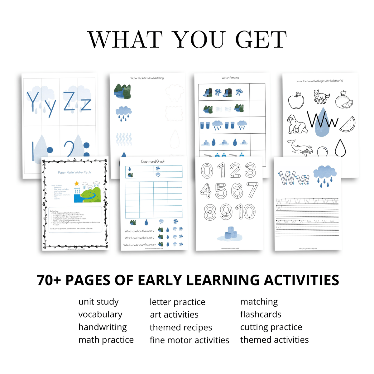 W is for Water Alphabet Unit Study | Preschool Water Cycle Activities & Letter W Printable - Simplicity Home Living