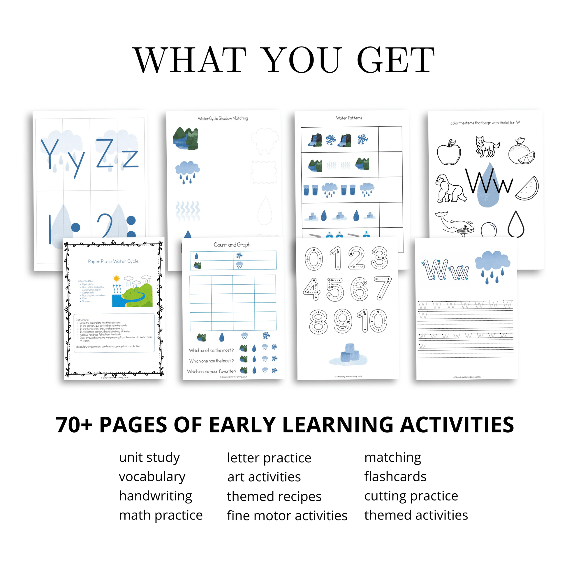 W is for Water Alphabet Unit Study | Preschool Water Cycle Activities & Letter W Printable - Simplicity Home Living