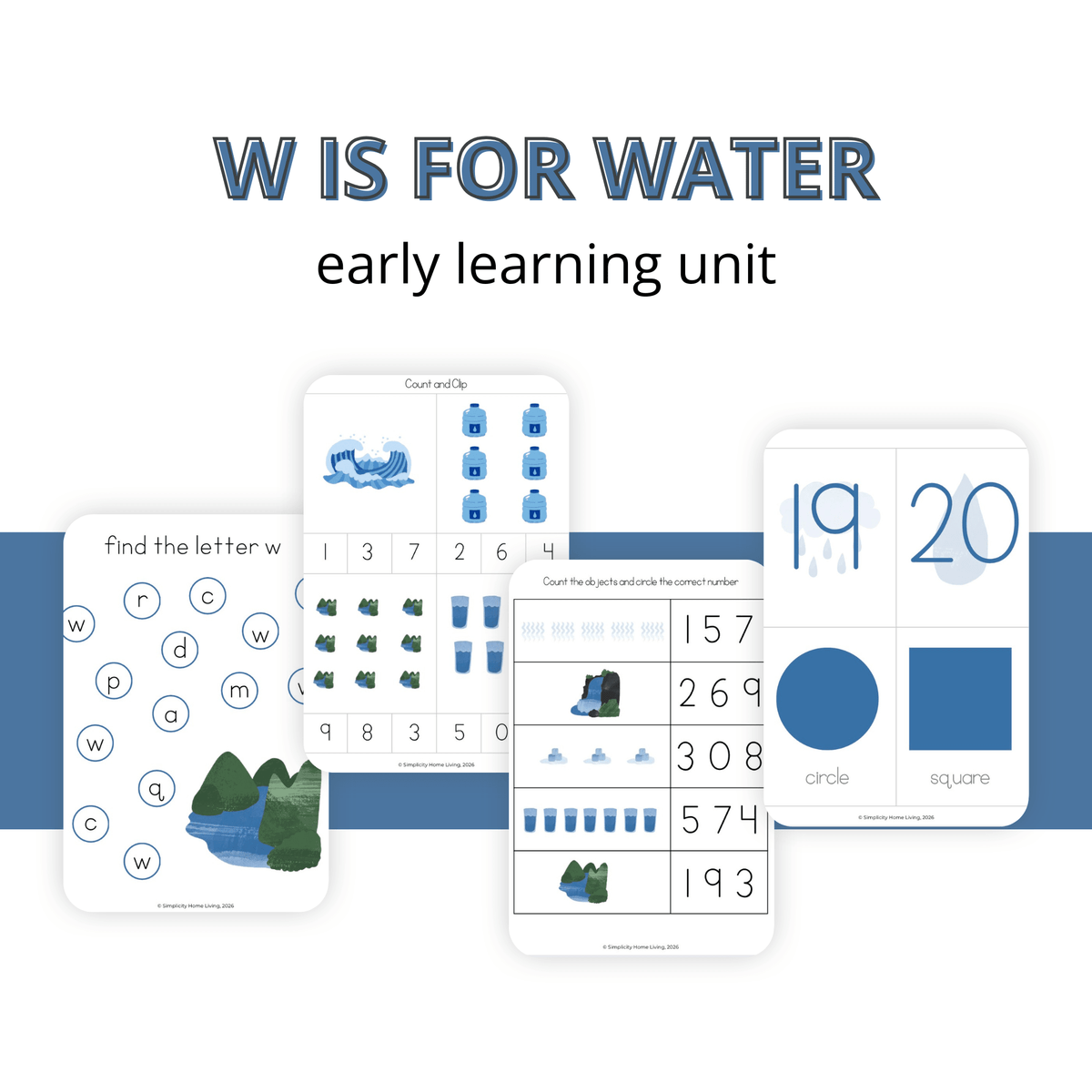 W is for Water Alphabet Unit Study | Preschool Water Cycle Activities & Letter W Printable - Simplicity Home Living