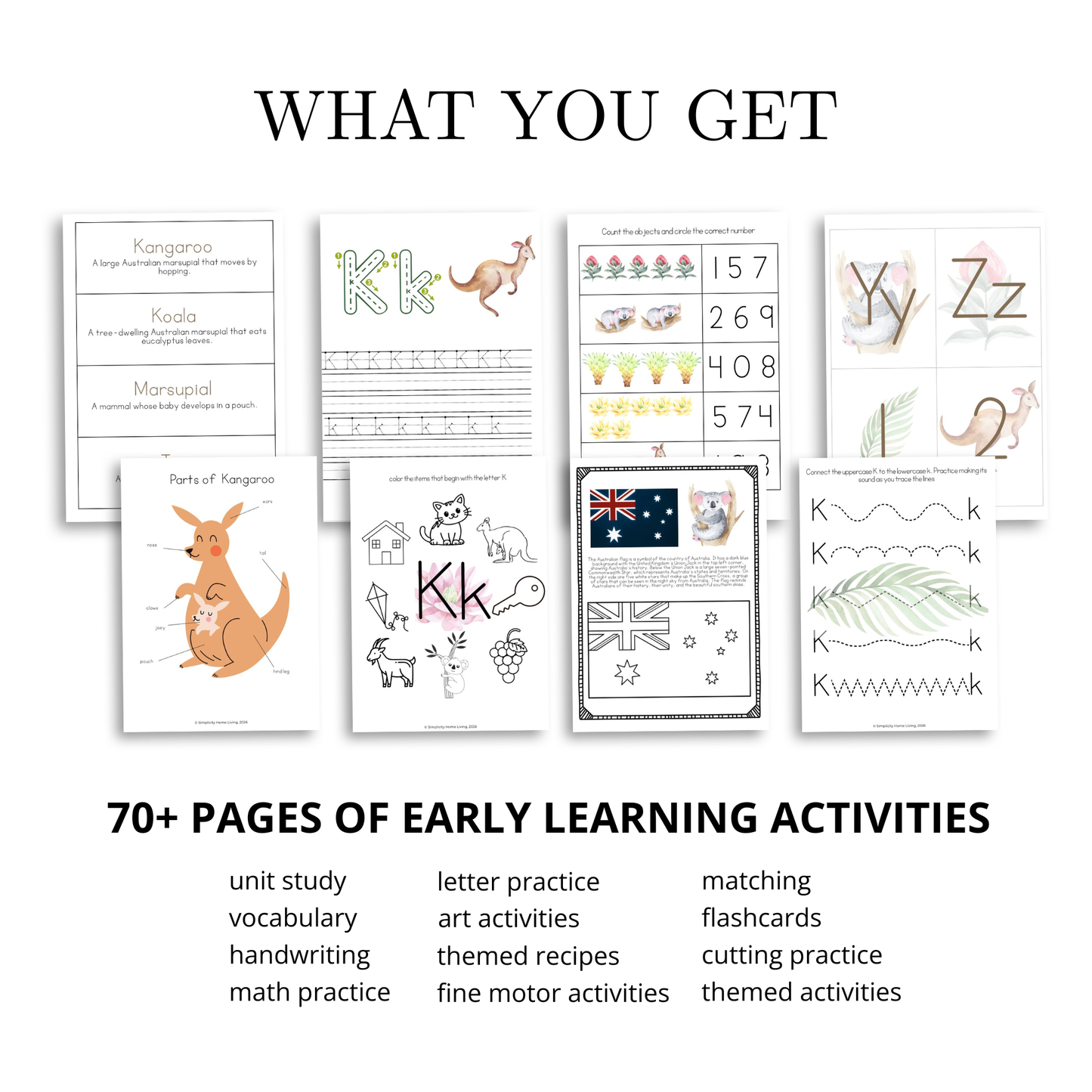 K is for Koala & Kangaroo Alphabet Early Learning Unit Study | 70+ Page Pre-K Printable