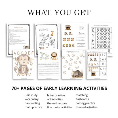 Z is for Zoo Alphabet Unit Study | Preschool Zoo Animals Printable Activities - Simplicity Home Living