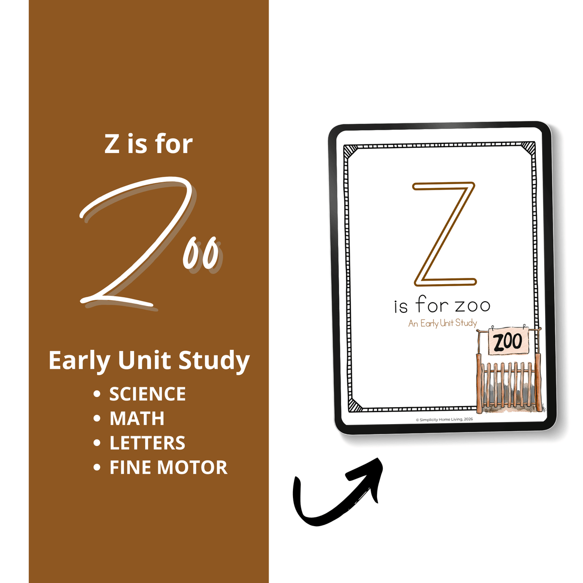Z is for Zoo Alphabet Unit Study | Preschool Zoo Animals Printable Activities - Simplicity Home Living