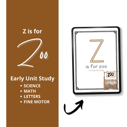 Z is for Zoo Alphabet Unit Study | Preschool Zoo Animals Printable Activities - Simplicity Home Living